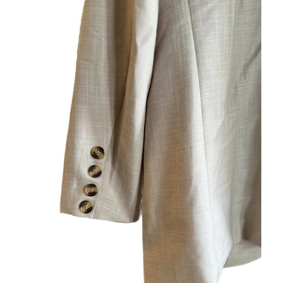 NWT Lola Jeans Cotton Blend Single Breasted Button Blazer Jacket Neutral Beige M - Picture 7 of 10